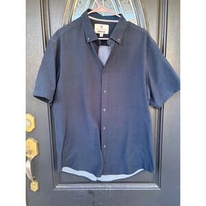 International Report Mens Navy Blue Geometric Short Sleeve 4-Way Stretch  XL